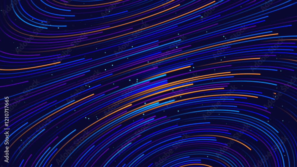 Aufkleber Fluid Lines Abstract Vector Colorful Flow Field Visualization of Forces. Magnetic or Gravitational Fluctuations Chart. Science Background with a Matrix of Lines. Vector Illustration.