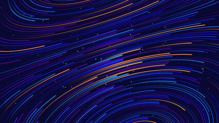 Fluid Lines Abstract Vector Colorful Flow Field Visualization of Forces. Magnetic or Gravitational Fluctuations Chart. Science Background with a Matrix of Lines. Vector Illustration.