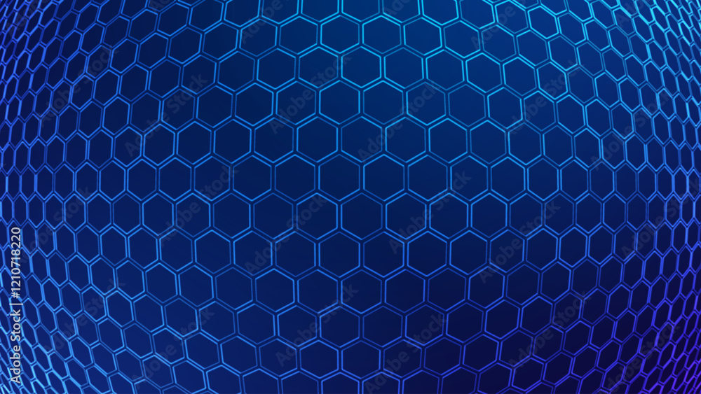 Poster Hexagonal Abstract Technology Background. Hexagons Pattern for Hi-Tech Communication Design. Hi-tech Cyber Hexagon Sci-Fi Game Banner Grid. Vector Illustration