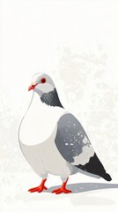 Fototapeta premium Majestic White Dove: A Symbol of Peace and Purity. Modern and minimalist artwork of a white pigeon bird, perfect for nature lovers and home decor.