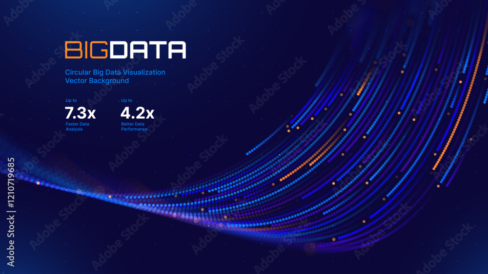 Poster High Speed Light Particles Internet Data Background. Digital Road Fast Speed Internet Broadband Data Flow Concept. Light Arc Turn Twist Bend Effect. Vector Illustration.