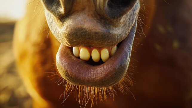 A close-up shot of a horse's mouth showing a missing tooth, perfect for use in editorial or commercial contexts where equine-related content is required