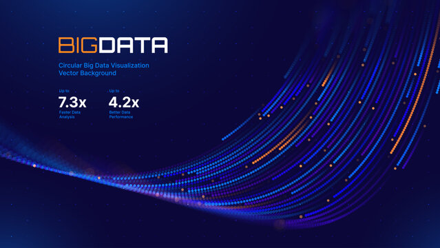 High Speed Light Particles Internet Data Background. Digital Road Fast Speed Internet Broadband Data Flow Concept. Light Arc Turn Twist Bend Effect. Vector Illustration.