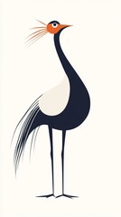 Fototapeta premium Crowned Crane: Majestic Bird Art, Modern Minimalist Illustration