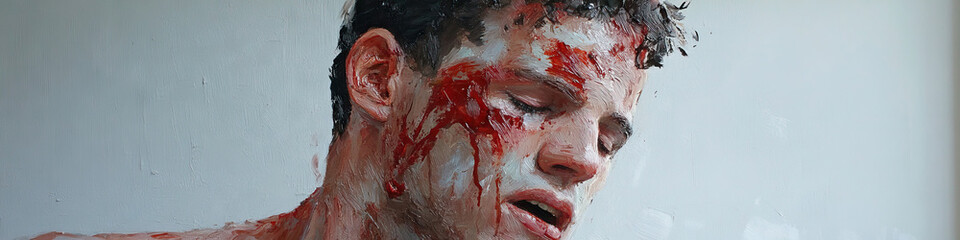 Oil Painting of a Wounded Man