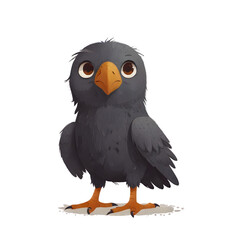 Fototapeta premium Cute Baby Crow Illustration, Cartoon Bird, Isolated