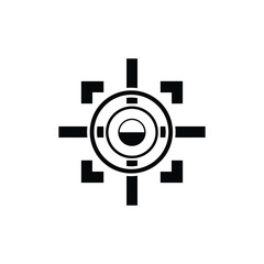 Target and aim icon. Aim gun. Focus icon. Red Crosshair. Shooting Icon of firearms. Drawing aim. Precisely target. Successfully target. Effectively Photo target sign. Capture Vector .