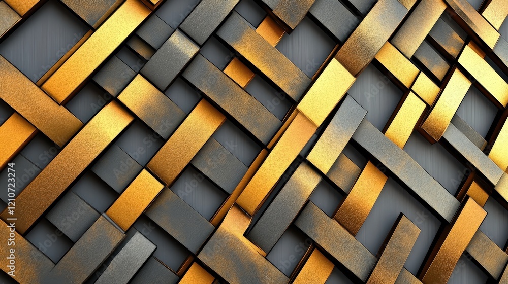 Poster elegant golden and gray woven pattern with depth and texture