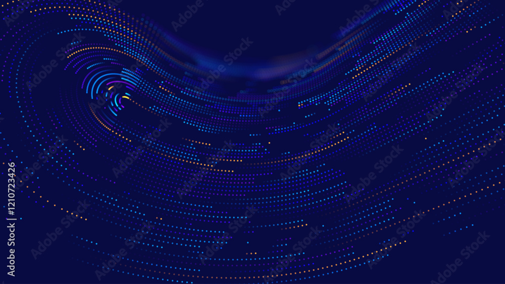 Fototapete High Speed Light Particles Internet Data Background. Digital Road Fast Speed Internet Broadband Data Flow Concept. Light Arc Turn Twist Bend Effect. Vector Illustration.