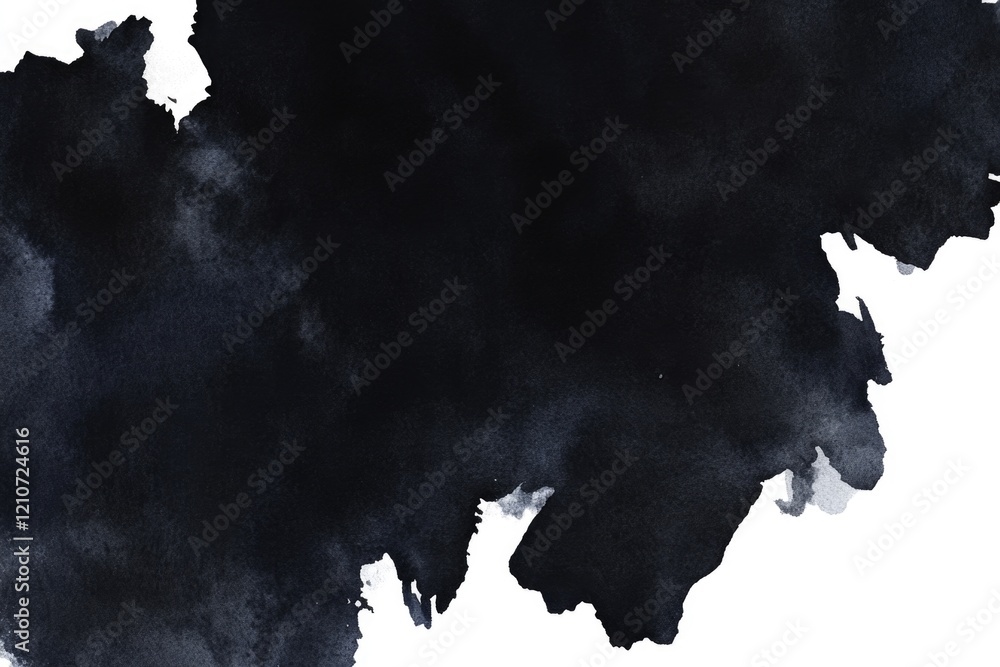 Poster a close-up of a black ink blot on a white background, suitable for use in various contexts such as a