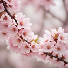 Fototapeta premium Blooming cherry blossoms with a soft-focus background