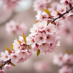 Obraz premium Blooming cherry blossoms with a soft-focus background