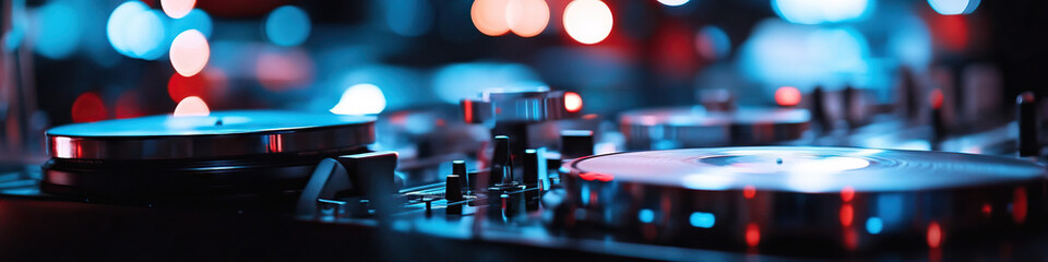 Turntable Mixer with Blue and Red Lighting © Lila Patel