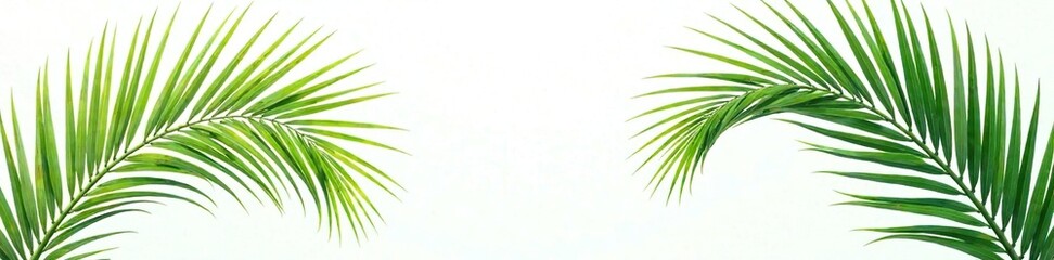 Delicate coconut palm leaves isolated on white background, plant, coconut, nature