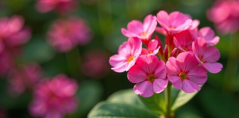 Closeup of delosperma cooperi flowers in clusters, small flowers, flower clusters, blooming flowers