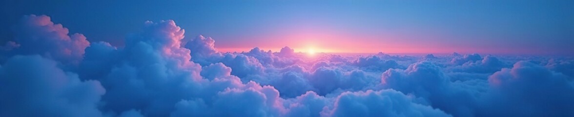 Fototapeta premium Softly glowing clouds float amidst a vast expanse of deep indigo sky, serene, clouds, nature