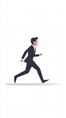 Obraz premium Businessman Running: A depiction of a man in a suit, sprinting forward with a determined expression, symbolizing the fast-paced corporate world.