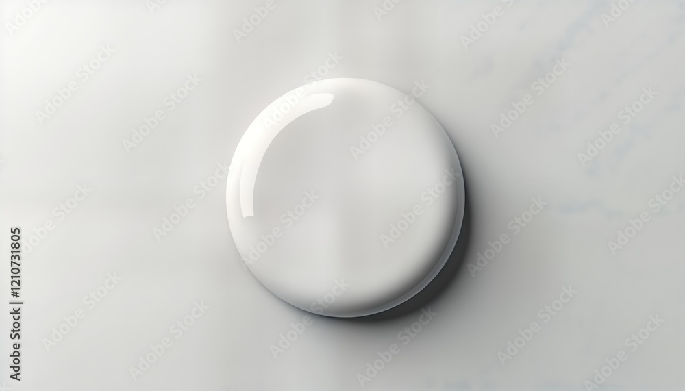Poster glossy white round badge. empty blank circle button. realistic metallic look. clean design. suitable