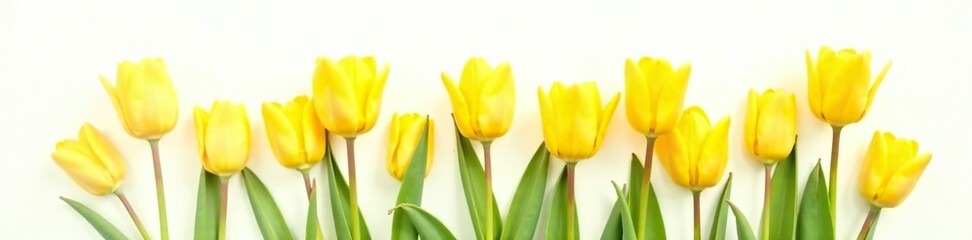 Naklejka premium Bright yellow tulip isolated on white background, white space, flowers, blossom