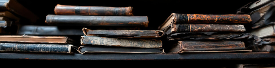 Stacks of Antiquarian Books on a Shelf