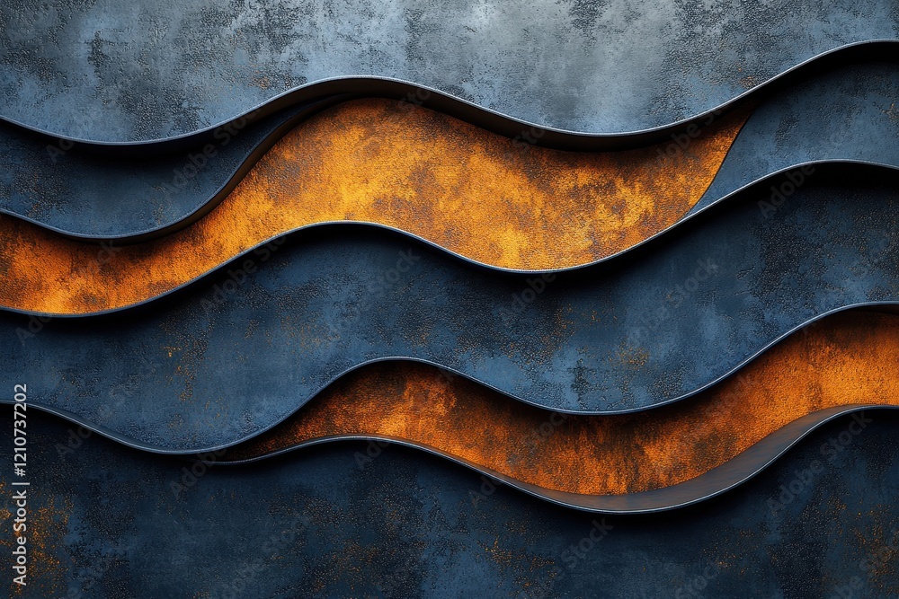 Poster abstract design with flowing waves in contrasting colors and textures.
