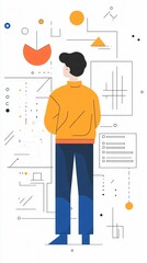 Abstract Illustration of a Person Engaging with Visual Data and Information Design
