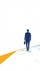 Businessman Walks Golden Path: A Symbol of Career Journey, New Opportunities, and Future Success