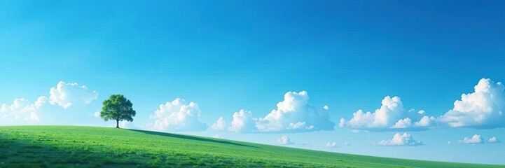 Obraz premium Stratus cloud layering with a single solitary tree visible against the deep blue vertical clear sky, single, solitary