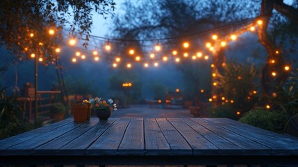 Obraz premium Dusk Garden Patio Table Lightscape