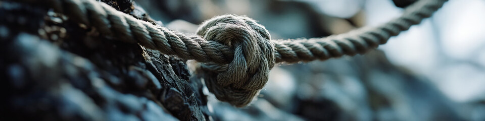 Close-up of Hemp Rope Knot on Textured Surface