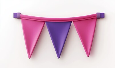 A festive decoration featuring a flag with pink, white, and red hues, symbolizing Valentine's Day on February 14th, embodying love, romance, and weddings, it is also relevant to LGBT pride,