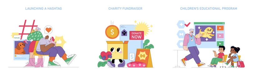 National Puppy Day. Flat Vector Illustration