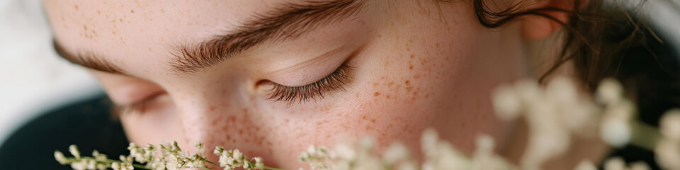 Obraz premium Close-up of Face and Flowers