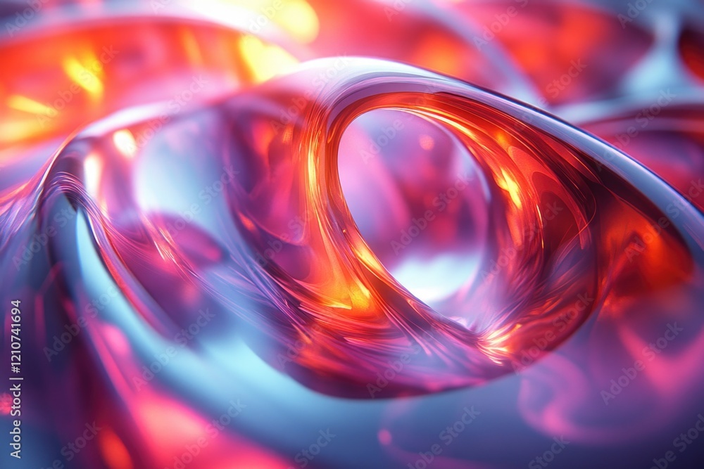 Poster a close-up shot of a shiny object with red lights, ideal for use in technology or futuristic scenari