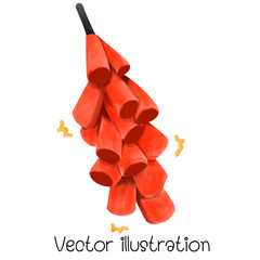 Watercolor Chinese firecrackers vector illustration for falling on Chinese New Year