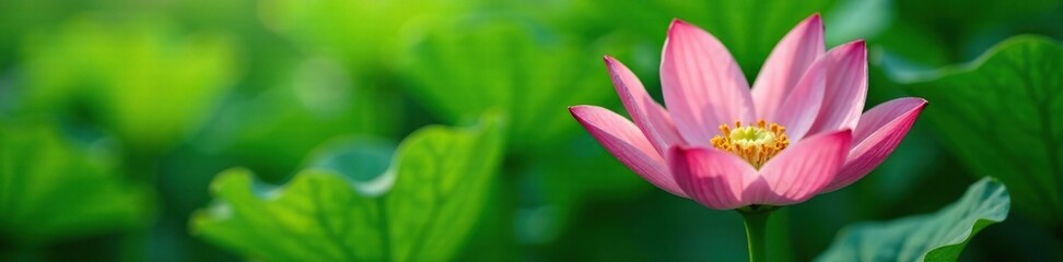 Delicate pink flower nestled among lush green leaves, foliage, pink flower, verdant