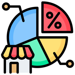 Market Share Outline Color Icon