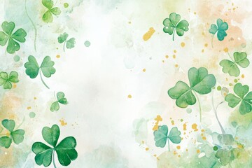 Watercolor shamrock background with vibrant green tones