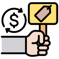 Market Foreclosure Outline Color Icon