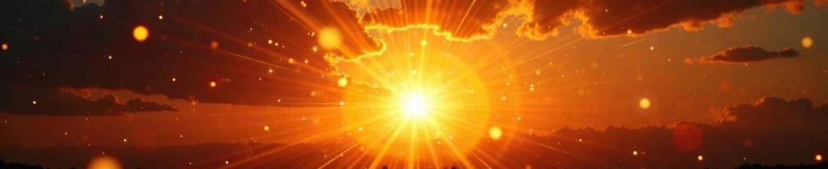 Obraz premium Sunset explosion of bright yellow star burst light, sunset_explosion, bright_yellow