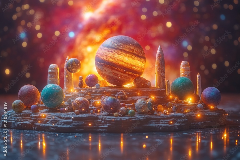 Aufkleber a scale model of the solar system showing planets and their relative distances
