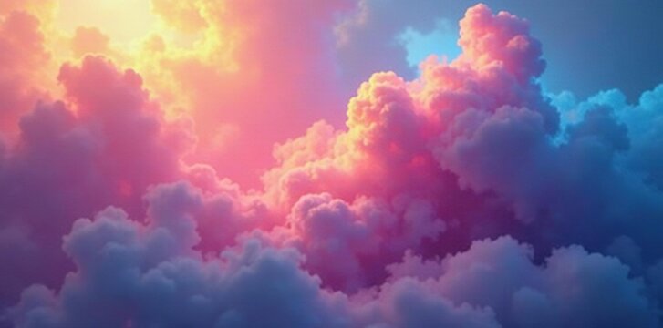 Holographic rainbow mist with swirling clouds of colorful fog, fog, colorful, surreal