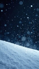 Naklejka premium White snow falls on a dark and silent landscape, black, winter