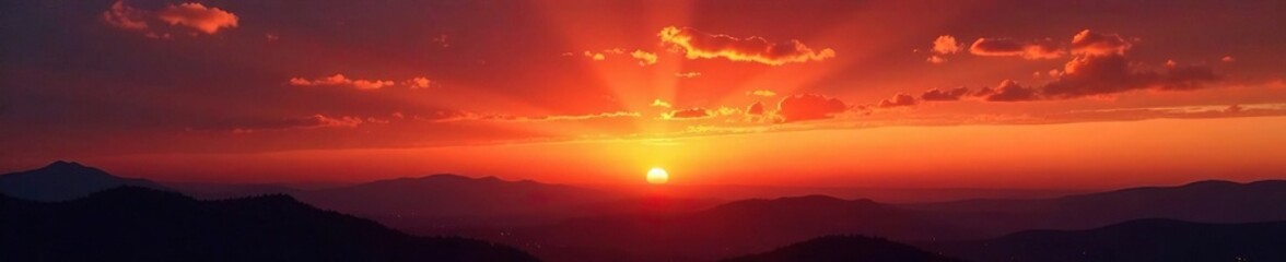 Fototapeta premium Warm orange hues spread across the sky at dusk, serene, atmospheric, sunset