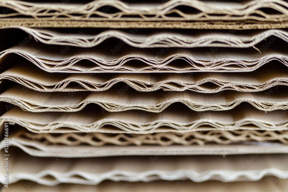 Poster a close-up view of a stack of cardboard with textured surface and worn edges