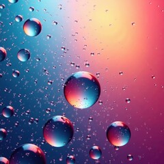 Abstract background with an abundance of tiny bubbles and delicate oil drops suspended in mid-air, bubbles, shimmering
