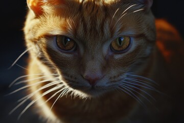 A curious cat looks directly at the camera with a questioning expression