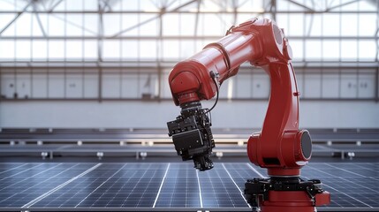 An advanced robotic system conducting automated inspection of high-end drones in a clean, high-tech drone facility, modern and precise environment with a focus on drone technology