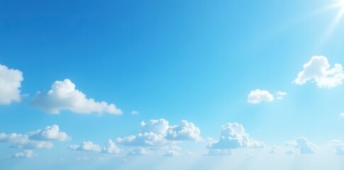 Delicate wispy clouds scattered against the brilliant blue of a clear sky, light, serene