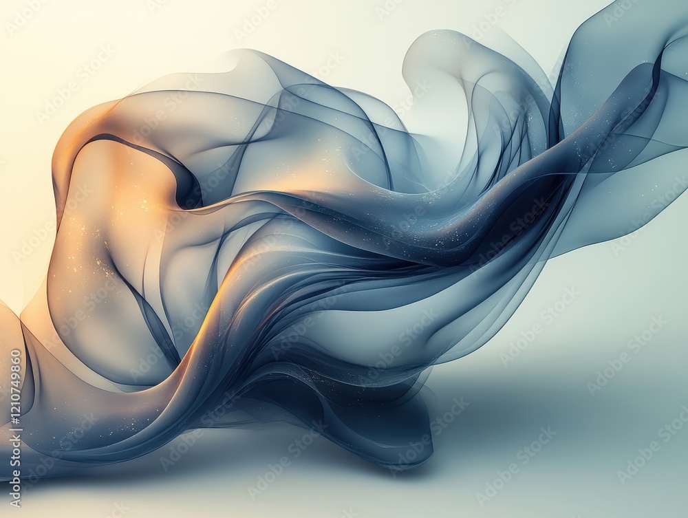 Poster abstract flowing fabric with soft gradients and sparkles.
